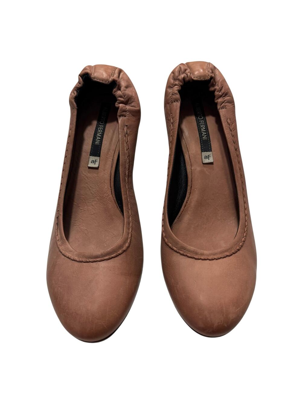 Alberto Fermani Italy Leather Low Heel Pumps 8.5 EU 39 Cognac Tan 2.5” Heel